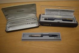 A boxed Parker 45 ballpoint pen and propelling pencil set in Flighter, a boxed Parker Rialto
