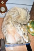 A vintage Blue Fox genuine fur stole, having head, legs and tail intact, with glass eyes and an