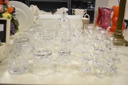 A collection of Webb cut crystal glasses, to include decanter, tumblers, brandy glasses, shot