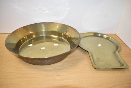 A Russian pre revolution brass bowl, impressed hallmark for Tobapectbo, w41cm, sold together with