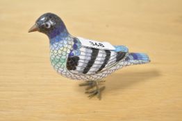A 20th century miniature bronze cloisonné enamel bird study, h8.5cm
