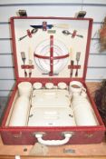 A Brexton 2 person picnic set in red case, fitted with 2 flasks, 2 lunch boxes, salt and pepper