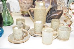 A 11piece stoneware coffee service having green speckled decoration, impressed makers mark to