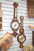 A 19th century oak cased barometer inscribed Smith of Kendal, having convex glass, thermometer,