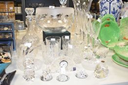 A selection of cut glass crystal items comprising whisky glasses, champagne/prosseco glasses,