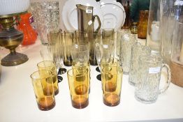 A set of 5 John Clappison 'Ravenhead' pattern clear glass tankers, h14cm, sold together with a smoke