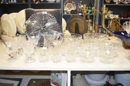 A Noritake West German crystal cake server, w33cm, sold together with 6 Stuart crystal wine glasses,