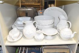 A late 20th century St Michael part tea / dinner service, having a textured foliage pattern on a