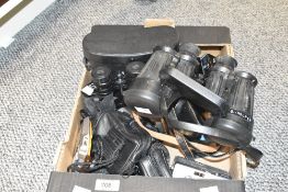 A small assortment of cameras and binoculars including Rollei 35 S, Carl Zeiss binoculars 7 x 50 B