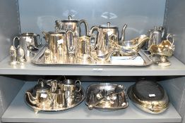 An Elkington & Co silver plated tea service, impressed marks to base, to include coffee pot, gravy