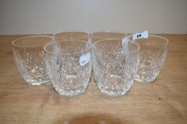 A set of six Waterford cut crystal tumblers, h8cm