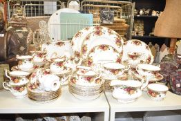 A Royal Albert Old Country Rose pattern tea service having lobbed form with gilt edging, to