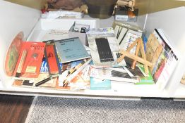 A large and varied selection of art and craft stationary, to include a tabletop easel, paint