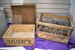 A vintage wooden wine crate stencilled to side reading 'Comptoirs Mudernes LE MANS', w57cm, sold