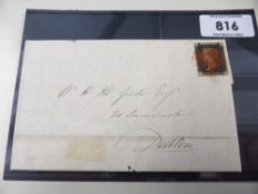 GB DECEMBER 1840 1D INTENSE BLACK ENTIRE LETTERS AA, SENT BRICKFIELDS TO DUBLIN Entire 1D Black,