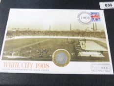 GB 2008 4th OLYMPIAD LONDON ANNIVERSARY NUMISMATIC COVER WITH SILVER £2 OLYMPIC COIN Westminster