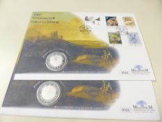 GREAT BRITAIN 1999 PAIR OF SILVER NUMISMATIC COIN COVERS - MILLENNIUM Pair of Westminster covers