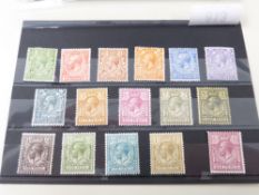 GB GV 1912-22 ROYAL CYPHER WMK DEFINITIVES SET 16 INC PERF 14 6d, ALL MNH Card with set of the Royal