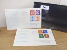 GB 1959 PHOSPHOR GRAPHITE WILDINGS SET OF 8 ON 2 ILLUSTRATED FDC's SOUTHAMPTON WAVY PMK Set of 8