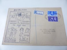 GB 1946 COURIER STAMP COMPANY ILLUSTRATED VICTORY FIRST DAY COVER, CANX BRISTOL Sent as a registered