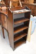 An early 20th Century oak narrow bookshelf, approx width 46cm