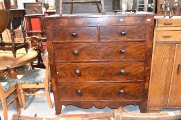 A Victorian mahogany chest of two over three drawers, approx. dimensions W122 D51 H132cm