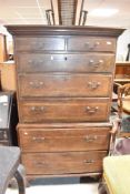 A 19th Century mahogany chest on chest, height approx. 168cm, in need of some restoration