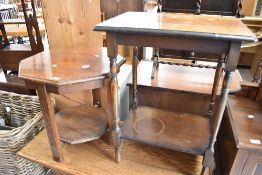 Two oak occasional tables, both with undertiers, rectangular and octagonal form
