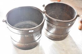 Two antique coopered style pails