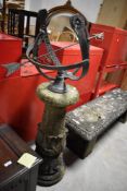 A cast composite stone and copper celestial sundial , height approx. 123cm