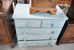 A modern painted pine chest of two over three drawers, width approx. 75cm
