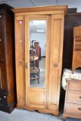 A Victorian single mirror door wardrobe, width approx. 94cm