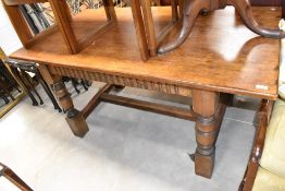 A traditional oak refectory style dining table, approx. 153 x 82cm