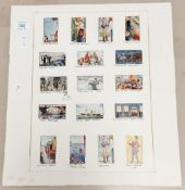 W.H & J Woods Cigarette Cards, 17 from the series'Romance of the Royal Mail', within homemade mount,