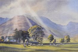 Local interest* P.H Marriner (British contemporary) watercolour, pleasing lakeland pastoral scene