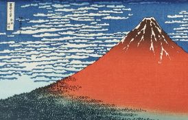After Katsushika Hokusai (Japanese 1760-1849) a group of four reproduction coloured wood-block