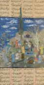 An Indo-Persian Muhgal school gouache on paper, depicting a travelling dignitary seated on a