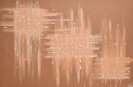 Artist unknown, a modern abstract oil on unframed canvas in earth tones, bearing artists monogram