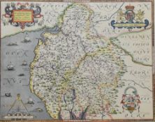 After Christopher Saxton (British 1540-1610) a 1960's reproduction hand-coloured map of