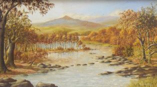 Frédérick Chaplin Smith (British 20th century) oil on board, autumnal river scene, signed lower