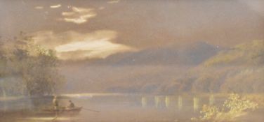 Two late 19th/early 20th century English school lake scene watercolours, one with cattle watering,