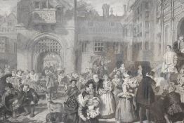 After William Powell Frith (British 1819-1909) engraving 'Coming of Age in the Olden Time', within