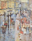 After Maurice Prendergast (1858-1924 American) coloured print 'The Grand Canal Venice' framed