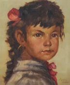 Artist unknown, Dutch school, oil on canvas pair of portraits of gypsy children, signed lower
