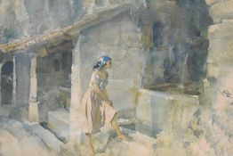 William Russell Flint (British, 1880-1969) colour print 'The Wishing Well' within off white mount,