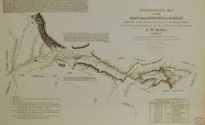 A decorative reproduction printed topographical map 'Road from Missouri to Oregon' featuring the '