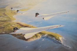 Robert Taylor (British, Contemporary) colour print 'Concorde Formation', within blue mount and