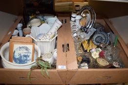 A miscellaneous selection of items in two cartons including a small selection of cut glass items,
