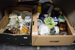 A miscellaneous selection of items in two cartons including a Kilrush Ceramics of Ireland vase, a