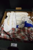 A collection of 1970s-1980s dance attire and active wear, comprising two leotards: a metallic